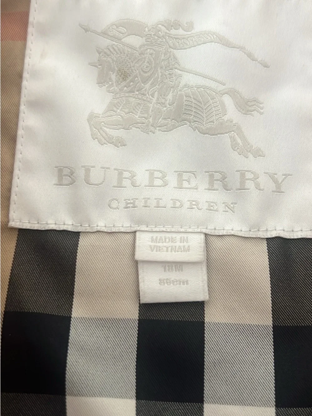 Burberry Red Quilted Kids Puffer Jacket with Check Cuffs